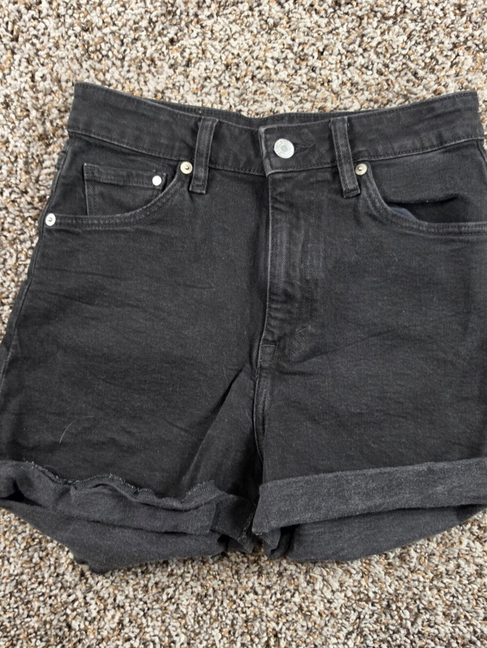 &denim by H&M Womens Sz 2 High Rise Cutoff Denim Shorts Black